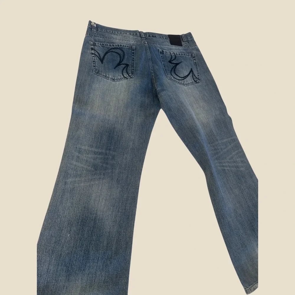 Buffalo Jeans Denim‎ Men Blue Embroidered Back Pocket Straight Leg
